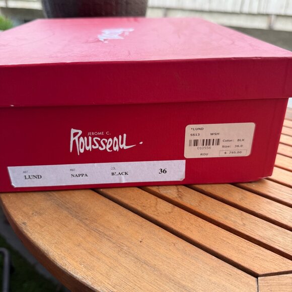 Jerome C. Rousseau Black Leather Cutout High Heel Sandals Size 36/5.5 Made In It - Picture 10 of 10